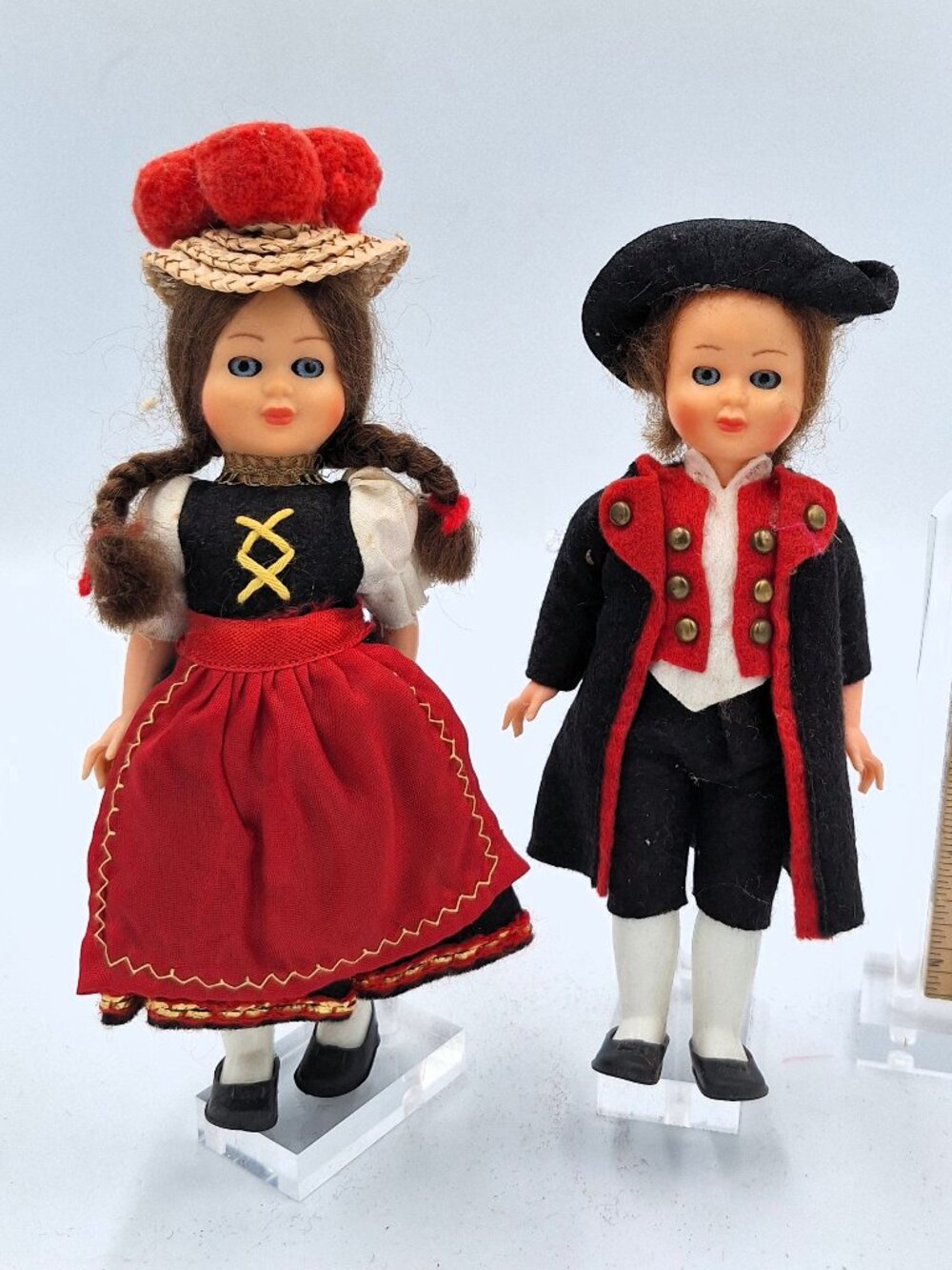 Vintage souvenir folk dolls from the Black Forest region of Germany
